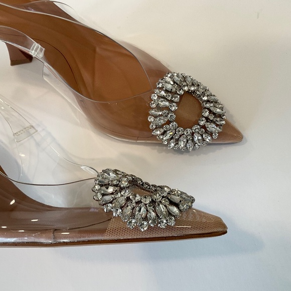 ZARA Clear Rhinestone Embellished Slingback Heels Size EU 38 - Picture 6 of 6